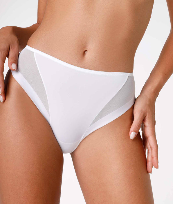 Lovable Invisible Ultralight white midi briefs in microfiber and tulle