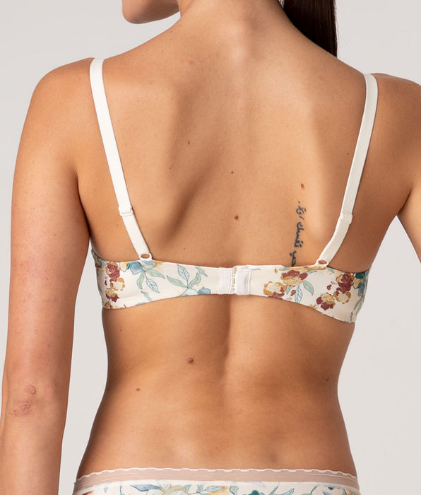 Lovable My Daily Comfort Printed Non-Wired Bra in Microfibre, Floral Print on Pearl Ivory