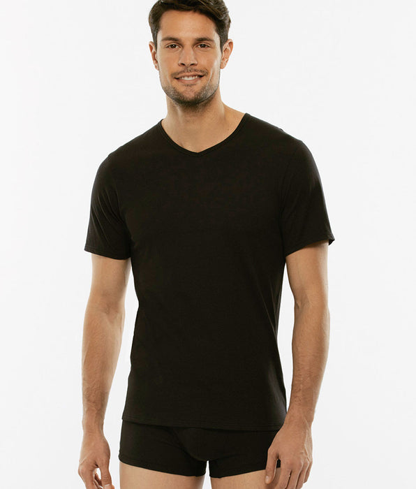 Lovable 100% pure cotton black T-shirt with V-neck