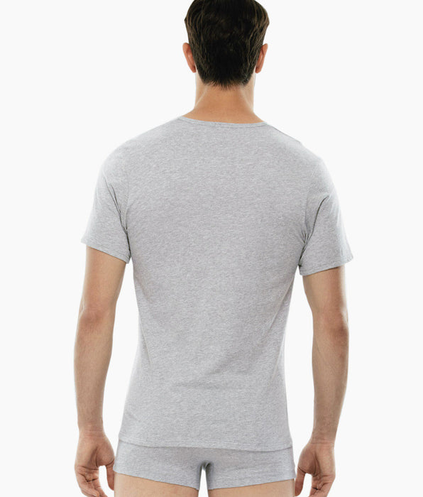 Lovable 100% pure cotton gray melange cotton T-shirt with V-neck