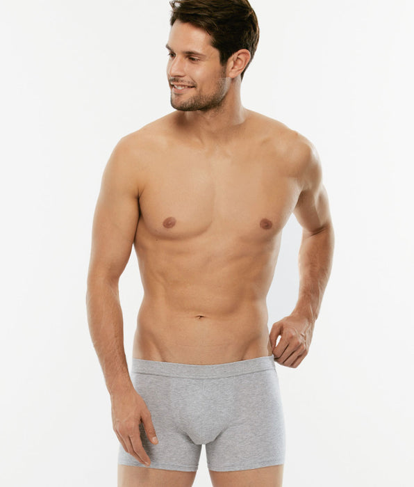 Lovable BIPACK -Gray melange stretch cotton boxer shorts in stretch cotton - X2
