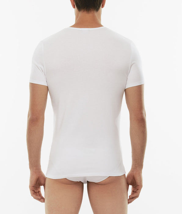 Lovable Cotton Stretch crew neck T-shirt in stretch cotton, white