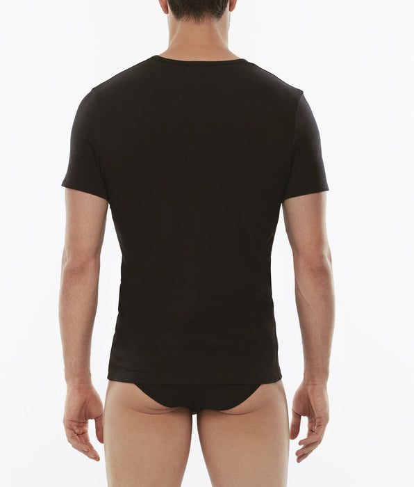 Lovable Cotton Stretch crew neck T-shirt in stretch cotton, black