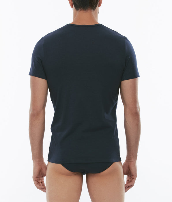 Lovable Cotton Stretch crew neck T-shirt in stretch cotton, blue