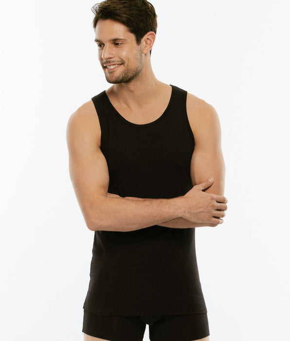 Lovable Stretch cotton tank top in stretch cotton, black