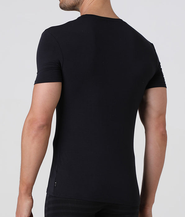 Lovable Men's V-neck T-shirt in micromodal, black