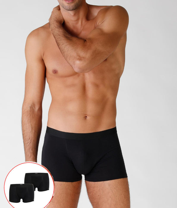 Lovable Two-pack stretch cotton boxer shorts, black