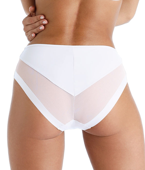 Lovable Classic Invisible Midi Briefs in microfiber and tulle, white