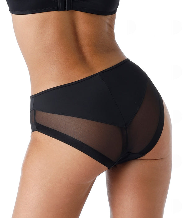 Lovable Classic Invisible Midi Briefs in microfiber and tulle, black