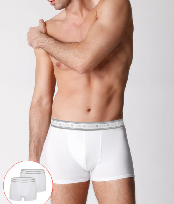 Lovable Men's organic cotton boxer shorts, pack of 2, white