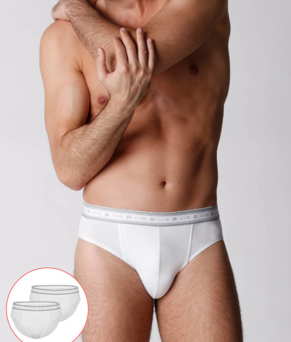Lovable Men's briefs in organic cotton, pack of 2, white