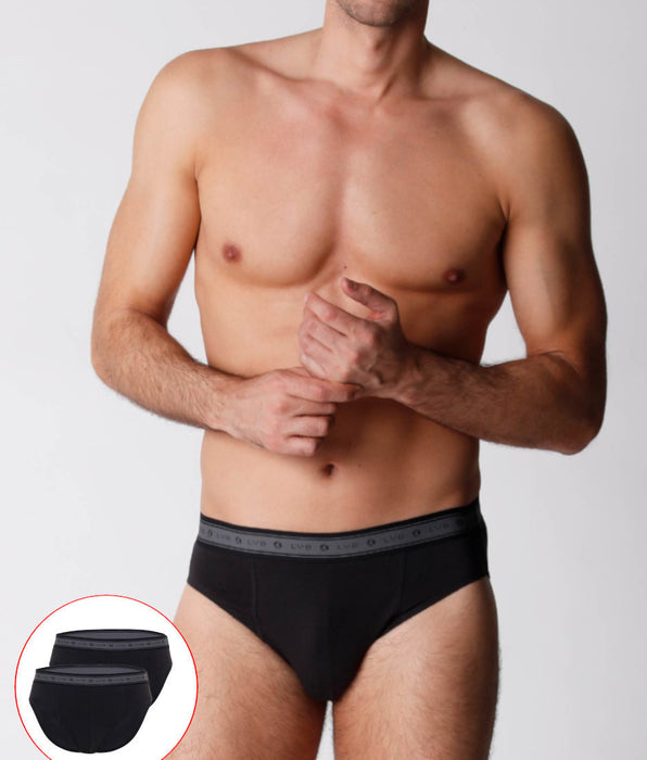 Lovable Men's organic cotton briefs, pack of 2, black