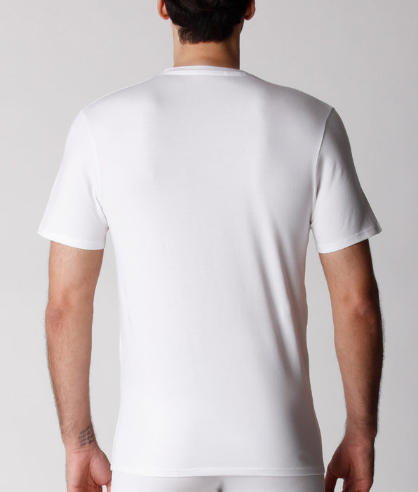 Lovable Men's organic cotton V-neck T-shirt, pack of 2, white