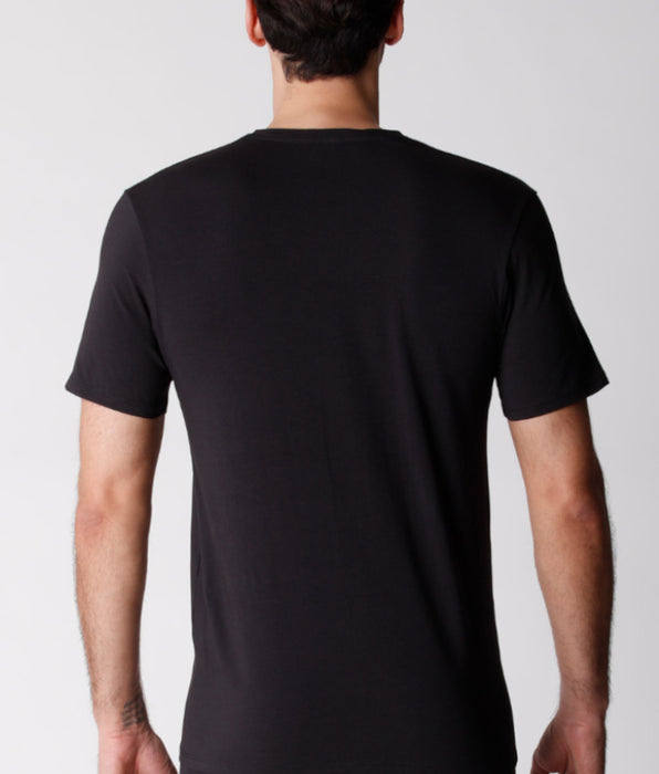 Lovable Men's organic cotton V-neck T-shirt, pack of 2, black