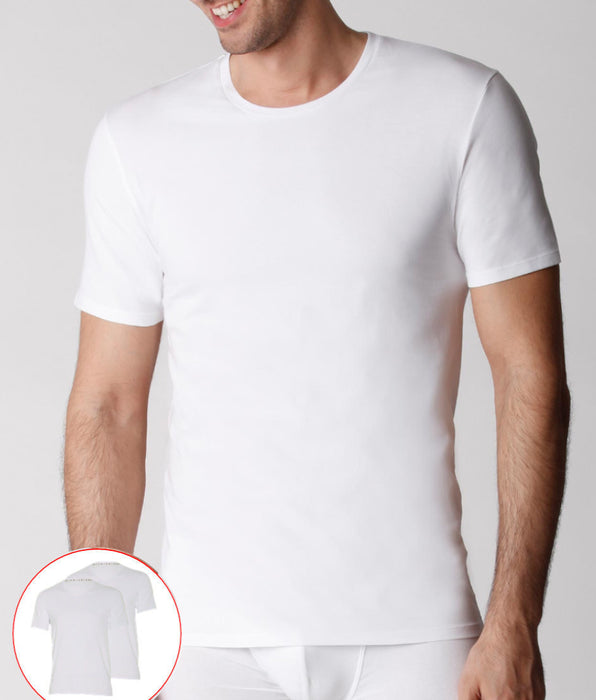 Lovable Men's crew neck T-shirt in organic cotton, pack of 2, white