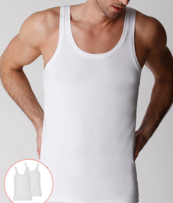 Lovable Men's organic cotton tank top, pack of 2, white