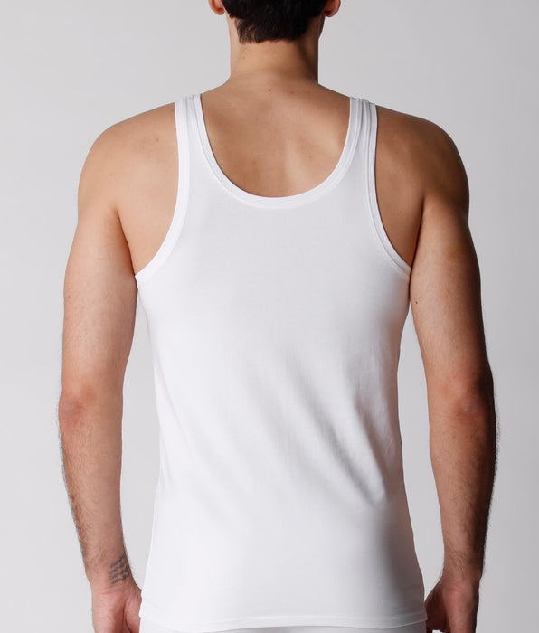 Lovable Men's organic cotton tank top, pack of 2, white