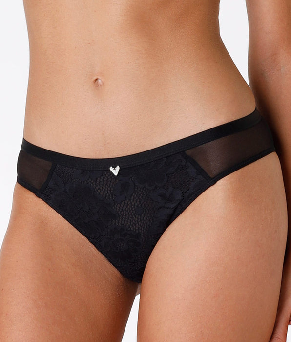 Lovable Anniversary Lace briefs in recycled lace and tulle, black