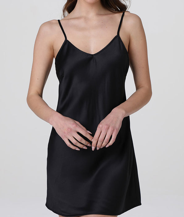 Lovable Satin Slip Dress, Black