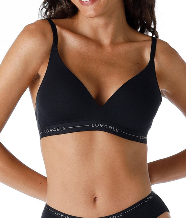 Lovable My Lovable padded triangle bra without underwire in Modal cotton, black
