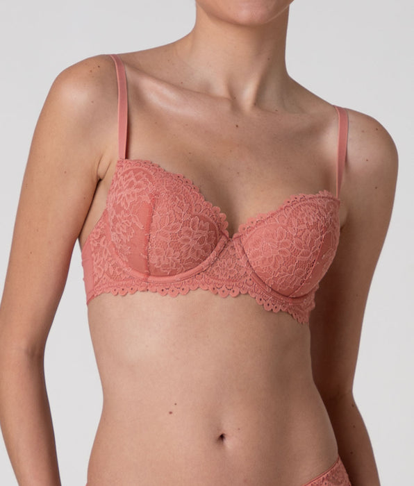 Lovable Stylish Lace Padded Wired Balconette Bra, light terracotta