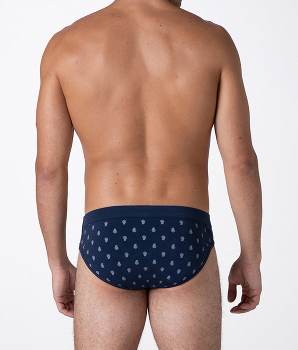 Lovable Printed Stretch Cotton Briefs, blue paisley print