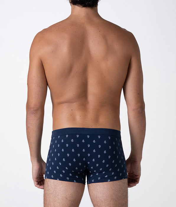 Lovable Printed Stretch Cotton Boxer Shorts, blue paisley print