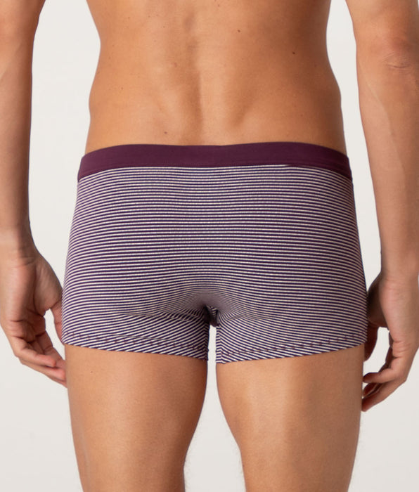 Lovable Casual Stretch Cotton Boxer, Burgundy and Ivory Stripes