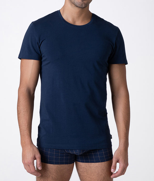 Lovable Casual Stretch Cotton Crew Neck T-Shirt, navy blue