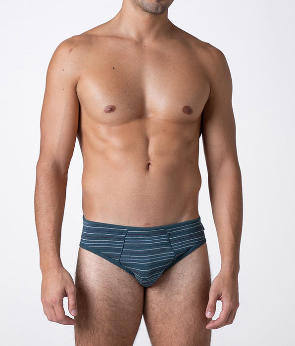 Lovable Rephined Cotton Modal Briefs, green stripes