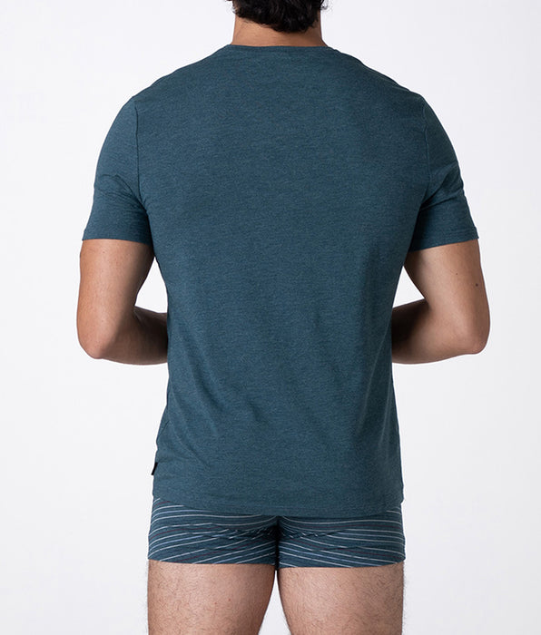 Lovable Rephined Cotton Modal V-Neck T-Shirt, green melange