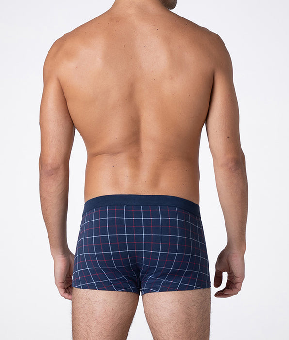Lovable Printed Stretch Cotton Boxer Shorts, blue check