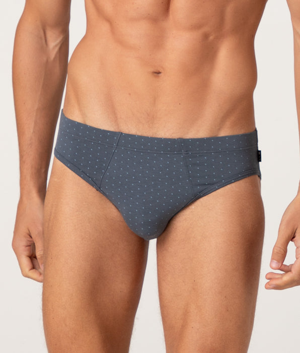 Lovable Printed Cotton Modal Briefs, anthracite with blue polka dots