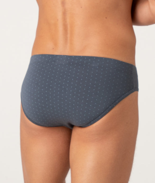 Lovable Printed Cotton Modal Briefs, anthracite with blue polka dots