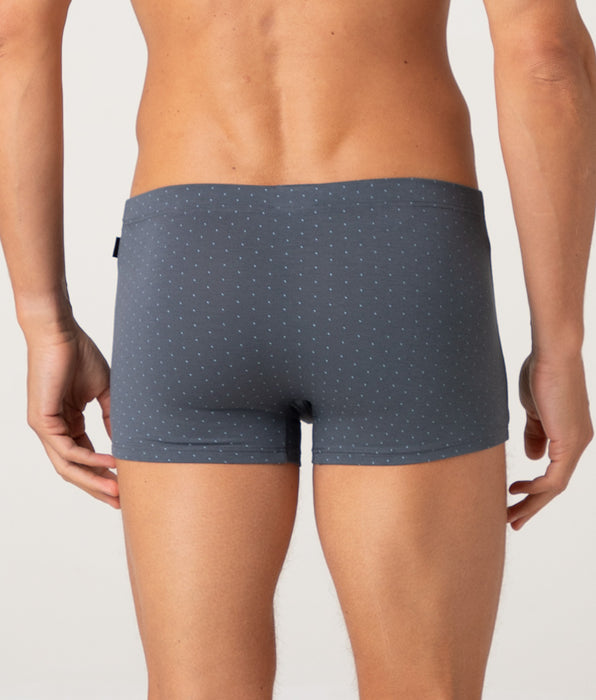 Lovable Printed Cotton Modal Boxer Shorts, Anthracite with Light Blue Polka Dots