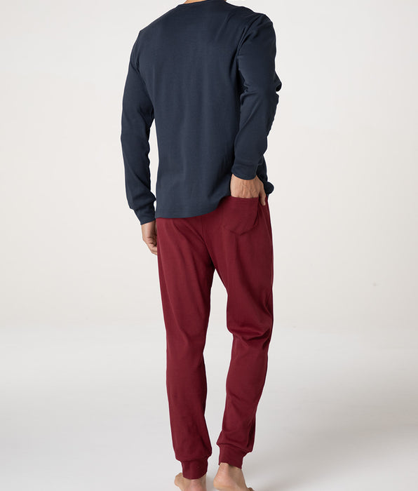 Lovable Serafino Interlock Long Pyjamas, midnight blue