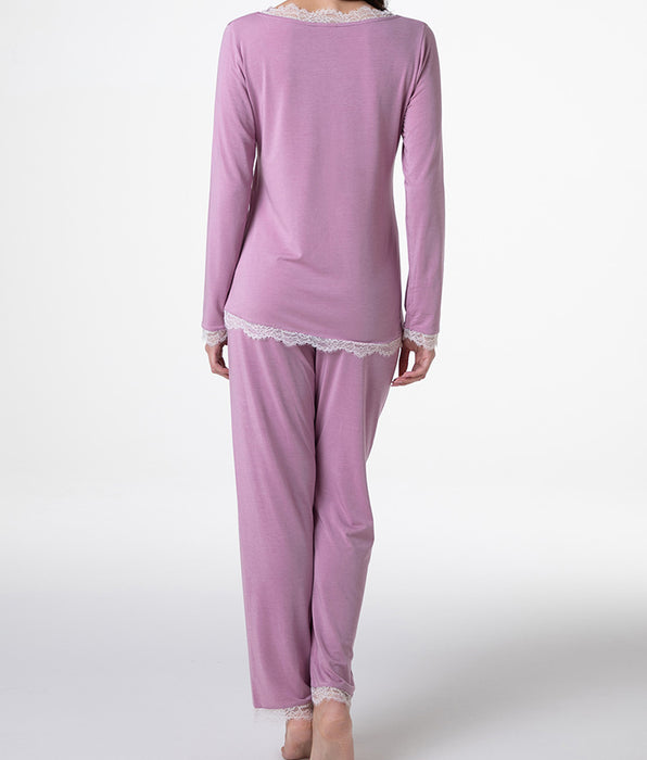 Lovable Pigiama Lungo scollo a V in Modal, rosa orchidea