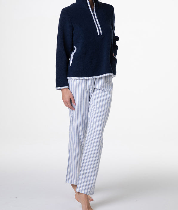 Lovable Homewear Closed with half zip in flannel and faux fur, midnight blue