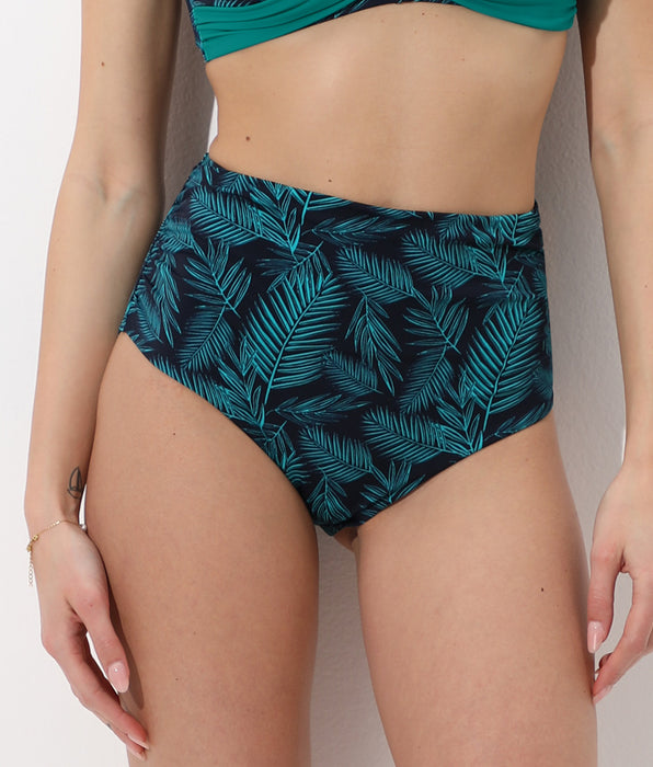 Lovable High-Waist Bikini Bottom Foulard Shaping Micro, emerald and blue