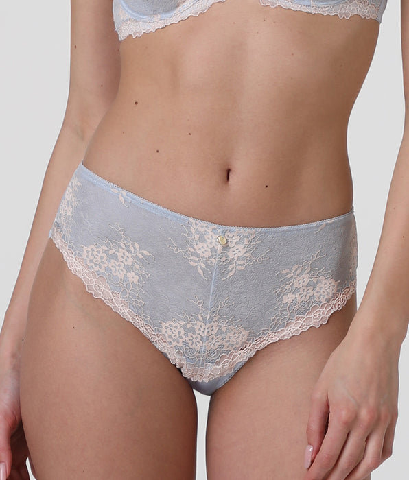 Lovable Density Lace high-waisted midi briefs in lace and microfiber, light blue