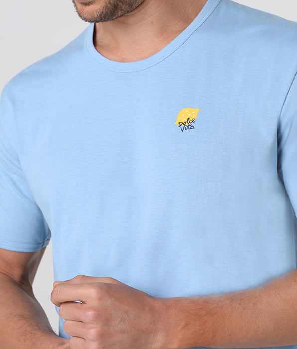 Lovable Short-sleeved crew neck jersey pajamas, light blue
