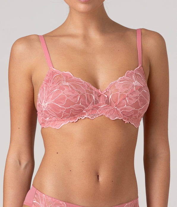 Lovable Floreal Lace non-wired bra in peach pink lace
