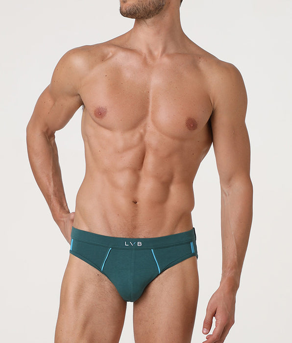 Lovable Sporty Stretch Cotton Briefs, Mediterranean Green and Turquoise
