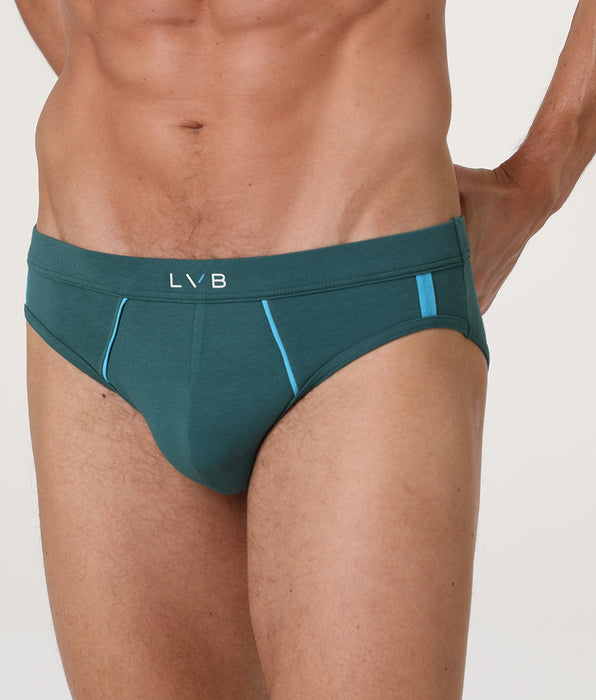 Lovable Sporty Stretch Cotton Briefs, Mediterranean Green and Turquoise