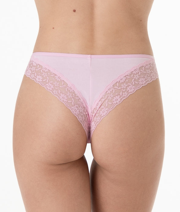 Lovable Table Panties Brazilian briefs in cotton and lace, candy pink