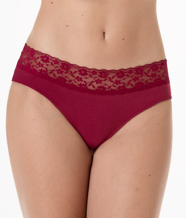 Lovable Midi Table Panties briefs in cotton and lace, dark red