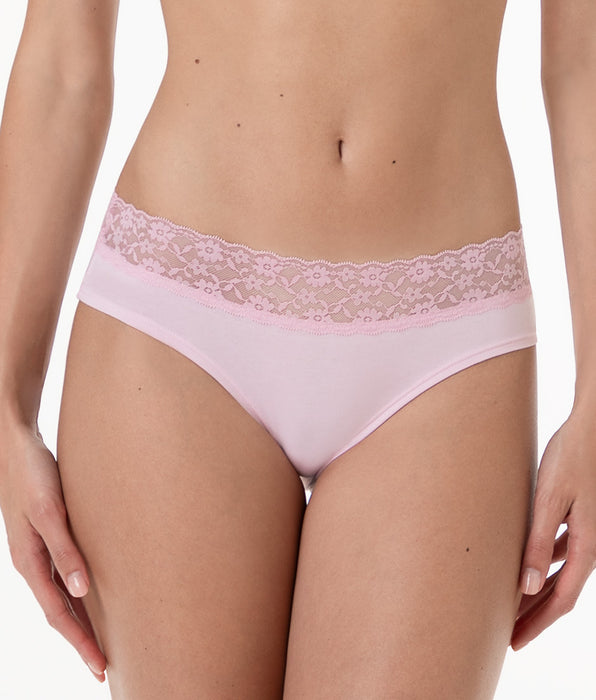 Lovable Midi Table Panties briefs in cotton and lace, candy pink