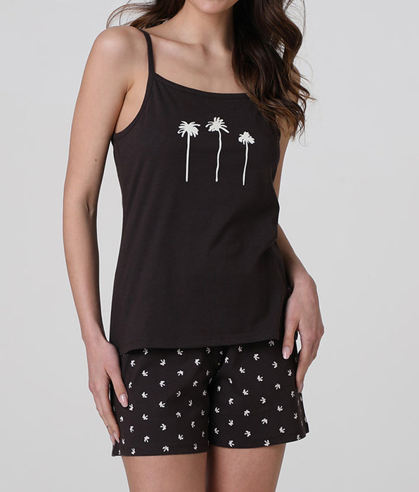 Lovable Jersey top and shorts, dark brown