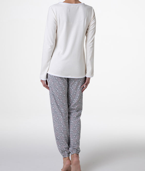 Lovable Long Interlock Pajamas, pearly ivory