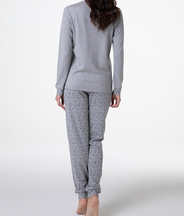 Lovable Serafino Long Interlock Pajamas, heather gray